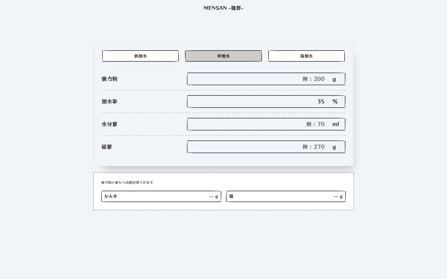 MENSAN 麺算の計算画面